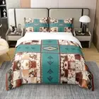 Cowhide Comforter Cover Bohemian Exotic Geometry Western Bedding Sets
