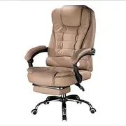 Executive Massage Computer Chair, Heated Office Chair,Recliner PU Leather High Back Swivel Chair Armchair with Footrest(Color:Khaki)