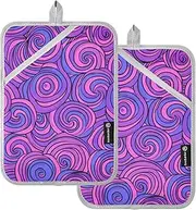 Pot Holders Heat Resistant Purple Peach Spirals Potholder with Pockets Hot Pot Holder Pads Oven Mitts 2 Pack
