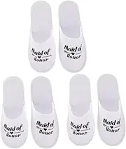 FOMIYES Bridesmaid Slippers Bridal One Time Slippers Bridesmaids Women Sandals Closed Toe Slipper Guests House Slippers Fluffy Coral Fleece Slipper Portable Spa Fabric Golden