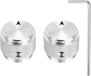 uxcell 2 Pcs Aluminium Potentiometer Knobs, 1/4"(6mm) IDx5/8(15mm) ODx1/2(13mm) Height Universal Volume Tone Control Knobs for Guitar, Bass, Arrow Indicator, Silver