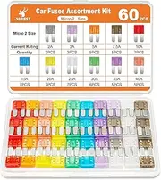 JOREST 60Pcs Micro2 Fuses Kit -Micro2 ATR Blade Car Fuses, Automotive Replacement Fuses for Car/RV/Truck/Motorcycle(2Amp 3A 5A 7.5A 10A 15A 20A 25A 30A 35A 40A)