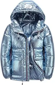 [UIOKLMJH] Winter Men's Women's Down Jacket Hooded Casual Silver Coat Thick And Warm Men's Clothing