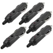 5Pcs Male Car Cigarette Lighter Socket Plug Connectors With Fuse PVC Red LED L