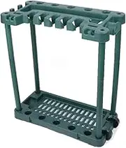 HORUSDY Garden Tools Storage Rack, Large Size, Portable Rolling Utility Rack with Wheels For Long and Short Handles Garage Organizer Fits 40 Yard Tools
