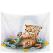 Funny Paintings for Kids Ginger Kitten Bath Time Tapestry
