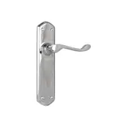 Tradco Windsor Lever Door Handle on Shouldered Backplate Chrome Plated