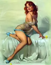 RETRO PINUP GIRL CANVAS PRINT Poster Gil Elvgren Darlene Bedside Manner 8X10"