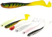 6 Piece Rubber Fish Fishing Lure Set with Twister Tail - Rubber Bait for Pike & Zander, Hook Bags for Offset Hooks/Jig Heads - Pike Bait, Rubber Fish Zander Bait, Freshwater Artificial Bait