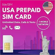 travSIM USA SIM Card | T-Mobile Network | Unlimited data, calls & texts in The USA | USA SIM card works on iOS & Android devices | USA SIM Card 5 Days