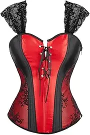 [OFFSUM] Women's Sexy Corset - Sexy Side Zipper Lace Embroidery Adjustable Bustier Large Size Strapless Backless Summer Party Clubwear Clothing Top