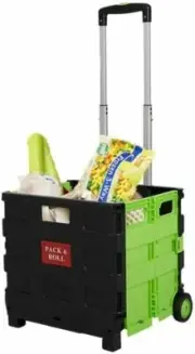 Folding Carry Cart with Lid Foldable Shopping Cart Trolley Portable Pack Roll
