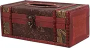 Garneck Antique Wooden Tissue Box Vintage Tissue Holder for Home Car Distressed Finish Cover Case for Bathroom Office Decor