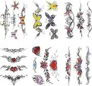 Flowers Butterfly Body Waist Waterproof Temporary Tattoo Stickers Woman