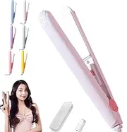 Dualglam Mini Dual-Purpose Curling Iron, Cozy Home Curling Iron, Tiny 2-in-1 Mini Waver Curling Wand & Flat Iron Hair Straightener, Portable Mini Ceramic Iron (White)