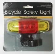 Bicycle Safety Tail Light LED with 6 Flash Settings, New