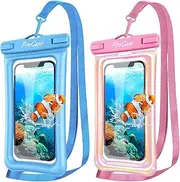 ProCase [Floatable] 2 Pack Floating Waterproof Phone Pouch Up to 7", IPX8 Underwater Phone Case Dry Bag for iPhone 16 15 14 13 12 11 Pro Max Xs Max XR X 8 7 Plus SE/Galaxy S24 S23 S22 -Pink/Blue