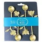 Hammered Steel Gold Coffee Mini Spoons w Bee & Flower Handle by Artistic Accents