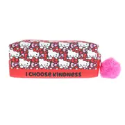 Hello Kitty Hearts and Bows Pencil Case With Pom Zip Pull