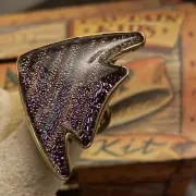 Charles Albert Vintage Dichroic Glass Fish Ring - Adjustable - Sea Animal