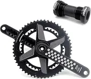 Bike Crankset, Road Bike Crankset 165mm GXP Aluminum Alloy Crank Arm Set Hollow Integrated 50-34T 52-36T 53-39T Round Chainring Crankset Fit for 8-12 Speed with Bottom Bracket