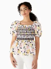 lily blooms puff-sleeve top