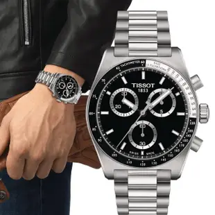 【TISSOT 天梭】官方授權 PR516 經典復刻計時腕錶 男錶 手錶 母親節 禮物(T1494171105100/40mm黑色)