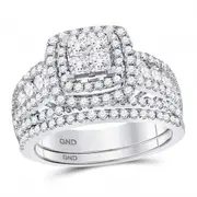 14k White Gold Princess Diamond Bridal Wedding Ring Set 1-3/4 Cttw