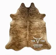 Tomtom Cowhides Brindle Tan Cowhide Rug 100% Natural Leather Rugs 6x6