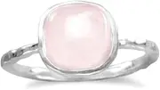[JewelryWeb] Textured 925 Sterling Silver Ring Soft Square Rose Quartz-Rose Quartz 7.5mm Band Style-Ring for Women