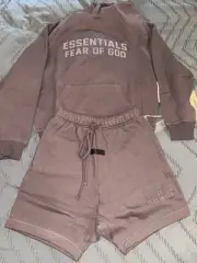 NWT Fear Of God Essentials Shorts & Hoodie Set “Plum” Size XXS