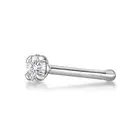 18 Gauge 14k White Gold Straight Bone Nose Stud with 0.05 Carat Diamond