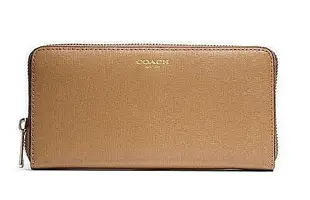 Coco小舖COACH 49355 SAFFIANO LEATHER ACCORDION ZIP WALLET 太妃糖色