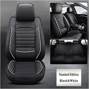 Leather Car Seat Cover Compatible for BMW All Medels X3 X1 X4 X5 X6 Z4 525 520 F30 F10 E46 E90 Car Accessories Car-Styling(Black White)