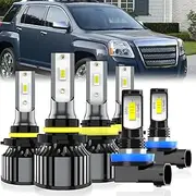 QIPEIZSP Fit For GMC Terrain 2010-2018 Light Bulbs, 9005 High Beam + H11 Low Beam + H11 Fog Light Bulb, 6-Pack