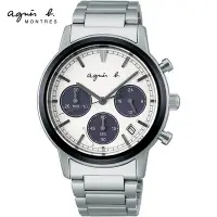 在飛比找Yahoo奇摩購物中心優惠-agnes b. 法式熊貓錶 簡約太陽能計時腕錶VR42-K