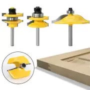 Door Router Bit Set 1/4 Inch Shank ,3PCS Wood Carbide Groove Tongue Milling Tool