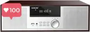 Vintage Micro HiFi System CD Player - 40W CD Stereo Mini Silver/Wooden