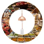 250W Stainless Steel Food Heat Lamp with Marble Base, Keep Warm 122°F Rose Gold