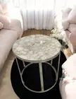 "White Agate Round Table Top – Luxury Console or Hallway Table Modern Decor"