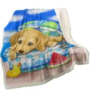 Kids Animal Dogs Art Cute Dachshund at the Beach Throw Blanket