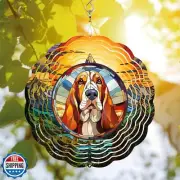 64memory Basset Hound Wind Spinner, Basset Hound Dog Wind Spinner Hanging for