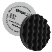 8" Black Waffle Foam Buffing Pad Hook and Loop Backing - Extra Fine Pad for P...