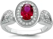 [JewelryWeb] 925 Sterling Silver and CZ Simulated Diamond Brilliant Embers Ring Band Style-Ring for Women