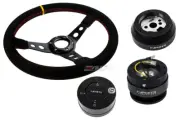 NRG 350 3" DP Steering Wheel Suede Yellow 170H Hub Gen2 Black Release Lock LB b