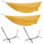 Kammok Pairs of Roo Double Sunflower Gold Hammock & Swiftlet Granite Gray Stands