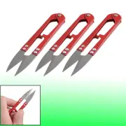 3 Pcs Red Handle Beading Thread Cutter Fishing Line U Sewing Scissors