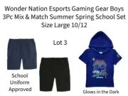 Wonder Nation Esports Gaming Gear Boys 3Pc Mix & Match Summer School Set L 10-12