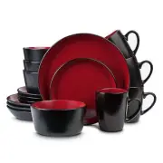 Stone Lain Albie 16-Piece Dinnerware Set Stoneware, Red and Black