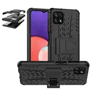 Samsung Galaxy A22 5G Case, Shockproof Heavy Duty Tough Kickstand Protective Rugged Case Cover (Black)